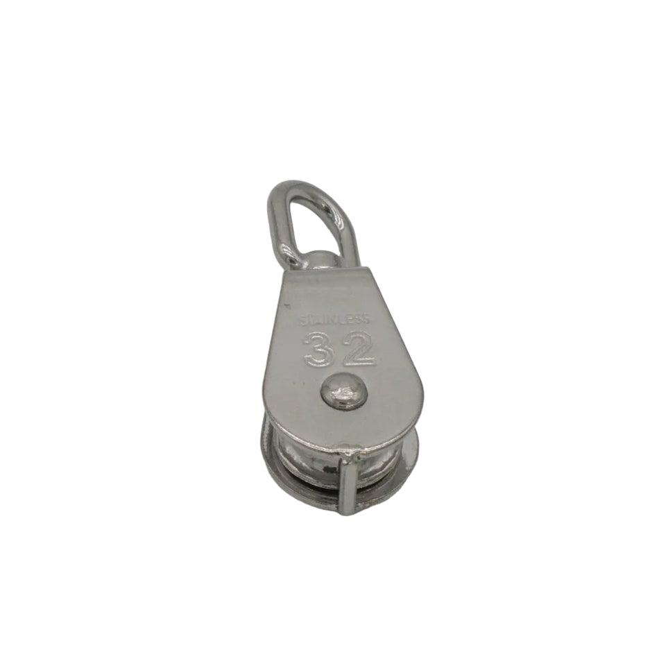1-1/4" SWIVEL PULLEY SINGLE WHEEL FOR 5/16" ROPE 316 STAINLESS STEEL 0505-0132