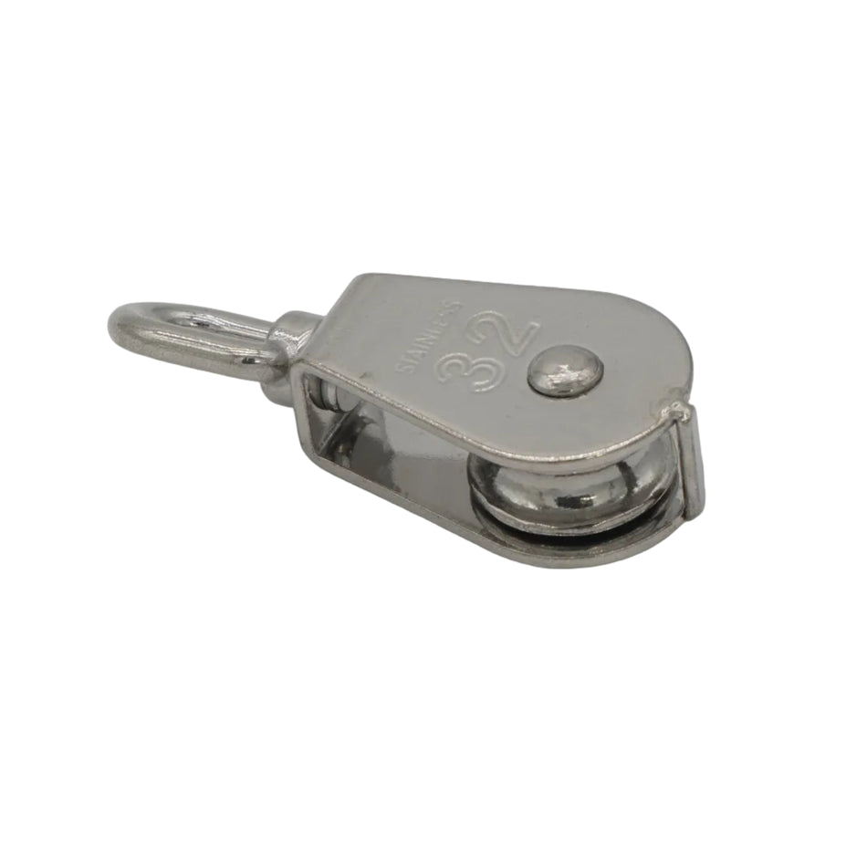 1-1/4" SWIVEL PULLEY SINGLE WHEEL FOR 5/16" ROPE 316 STAINLESS STEEL 0505-0132