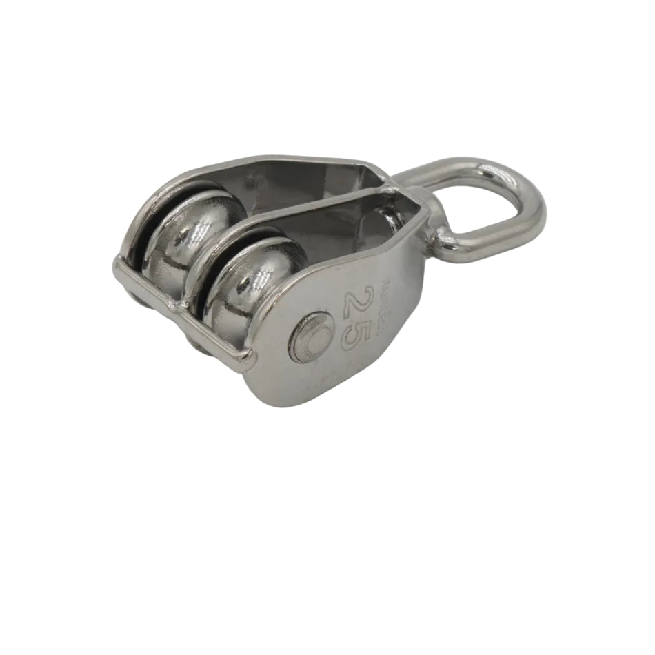 1” SWIVEL PULLEY DOUBLE WHEEL FOR ¼" ROPE 316 STAINLESS STEEL 0506-0125