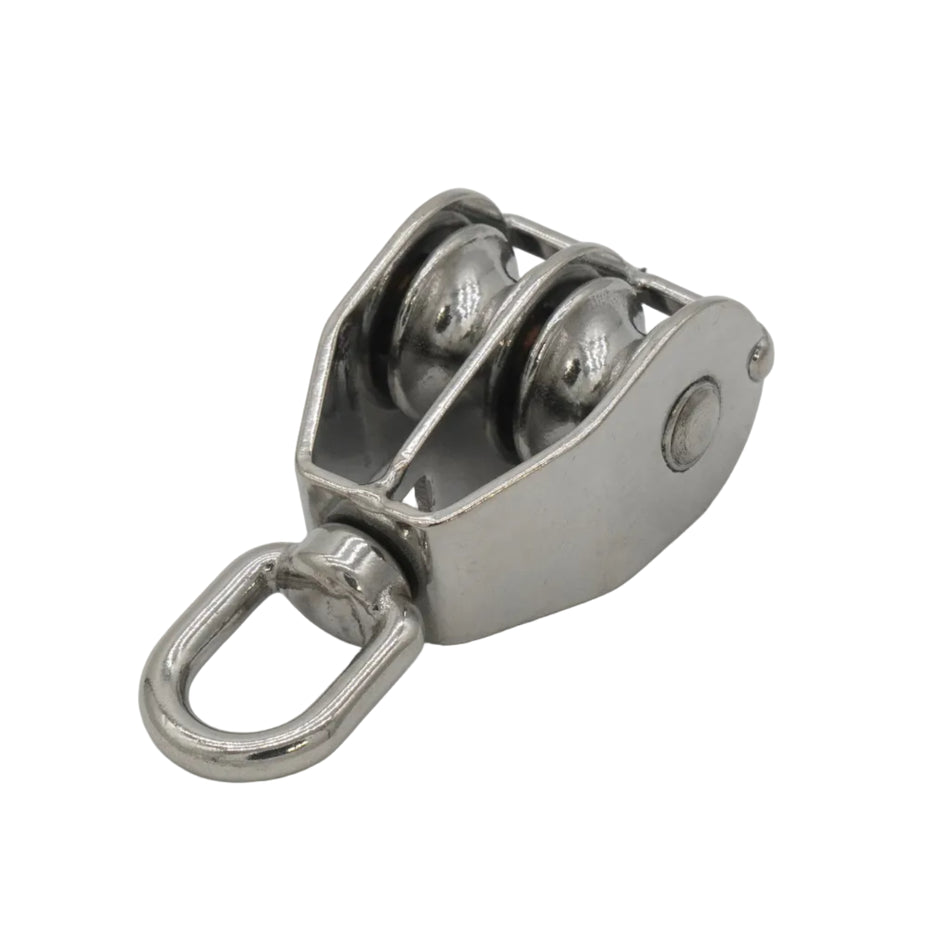 1-1/4” SWIVEL PULLEY DOUBLE WHEEL FOR 5/16" ROPE 316 STAINLESS STEEL 0506-0132