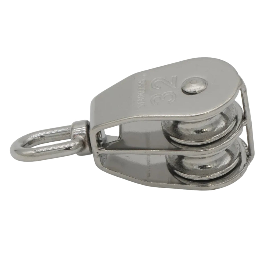 1-1/4” SWIVEL PULLEY DOUBLE WHEEL FOR 5/16" ROPE 316 STAINLESS STEEL 0506-0132