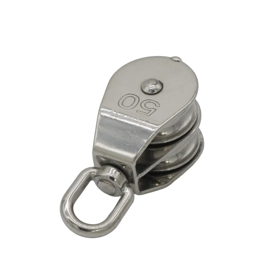 2” SWIVEL PULLEY [SINGLE/DOUBLE] WHEEL FOR ⅜" ROPE 316 STAINLESS STEEL 0506-0150