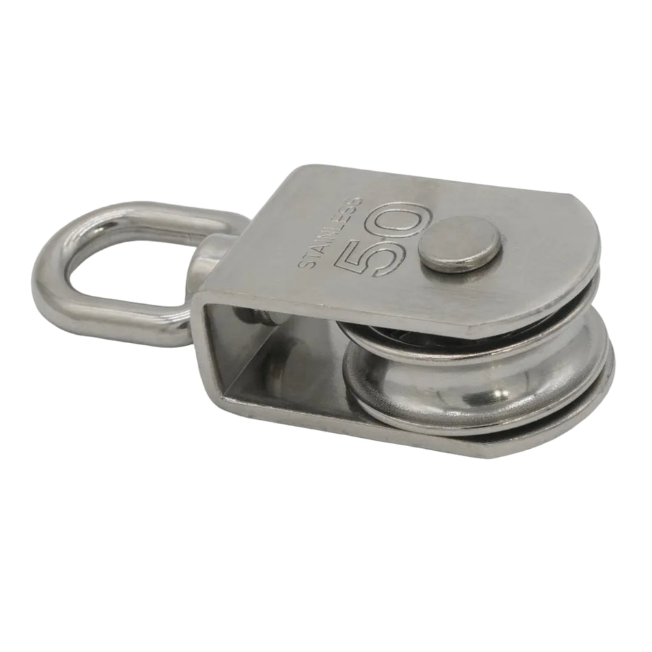 2”  SINGLE PULLEY WITH SWIVEL 316 STAINLESS STEEL FOR ⅜" ROPE 0506-0450
