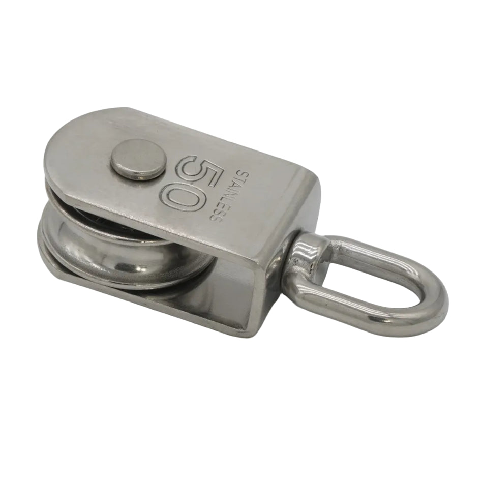 2”  SINGLE PULLEY WITH SWIVEL 316 STAINLESS STEEL FOR ⅜" ROPE 0506-0450
