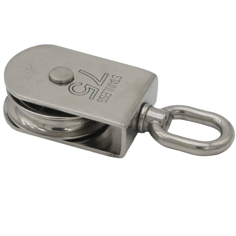 3” SINGLE PULLEY WITH SWIVEL 316 STAINLESS STEEL FOR ½" ROPE 0506-0475