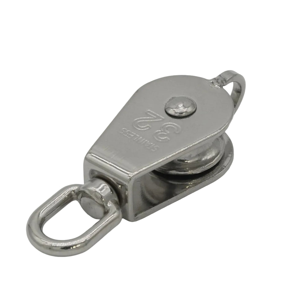 1-1/4” SINGLE PULLEY WITH SWIVEL & BECKET 316 STAINLESS STEEL FOR 5/16" ROPE 0506-1132