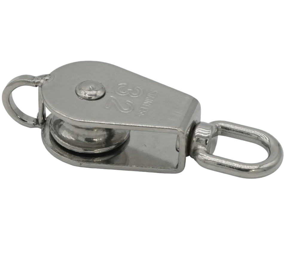 1-1/4” SINGLE PULLEY WITH SWIVEL & BECKET 316 STAINLESS STEEL FOR 5/16" ROPE 0506-1132