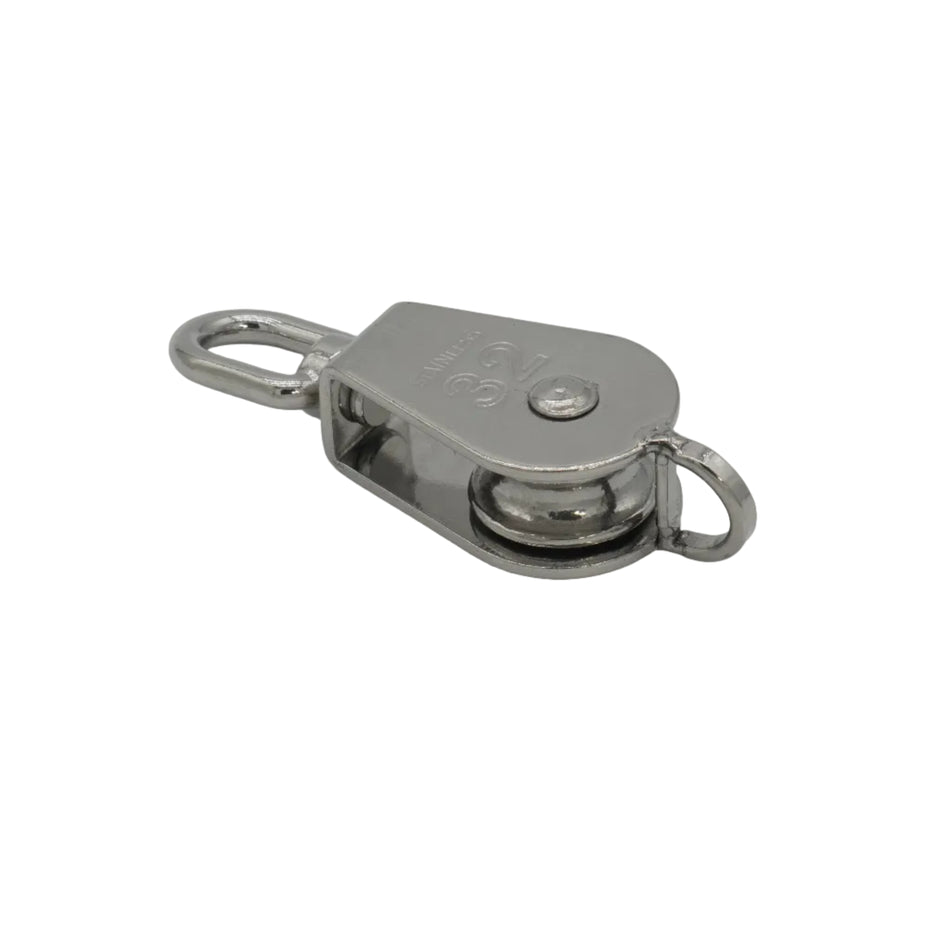 2” DOUBLE PULLEY WITH SWIVEL & BECKET 316 STAINLESS STEEL FOR 3/18" ROPE 0506-1250