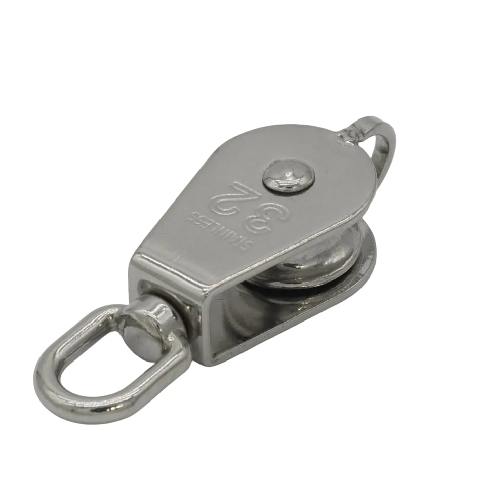 2” DOUBLE PULLEY WITH SWIVEL & BECKET 316 STAINLESS STEEL FOR 3/18" ROPE 0506-1250