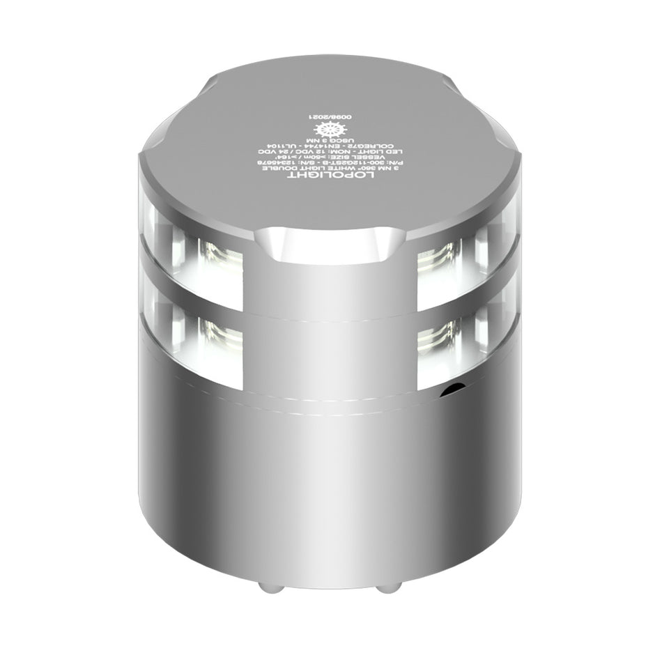 Lopolight 360 Double-Stacked 3nm Masthead Light - Silver Anodized [300-112G2ST]