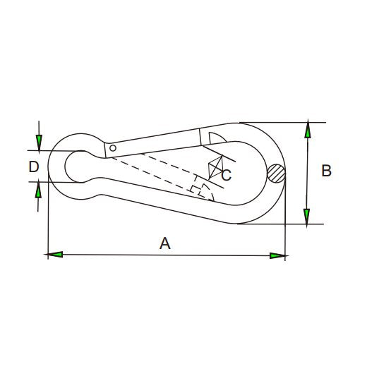 1 1/16" SALT RESISTANT SNAP HOOK WITH EYE 316 STAINLESS STEEL 2602-0104