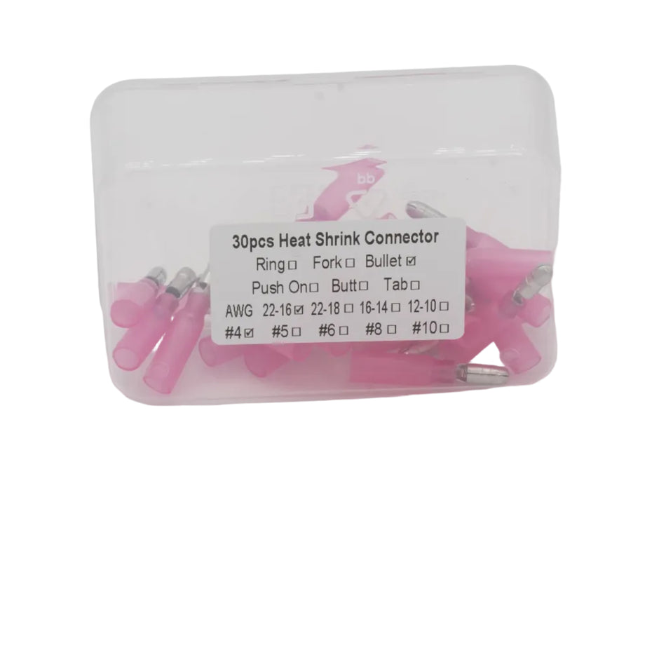 HDPE Heat Shrink Bullet Terminal 22 16 AWG 30 Pack