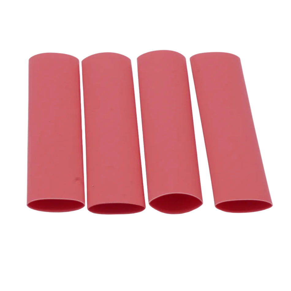 HD Heat Shrink Tubing w/ Adhesive, Red, 6" L, 4 Pack, 3:1, 2/0 AWG