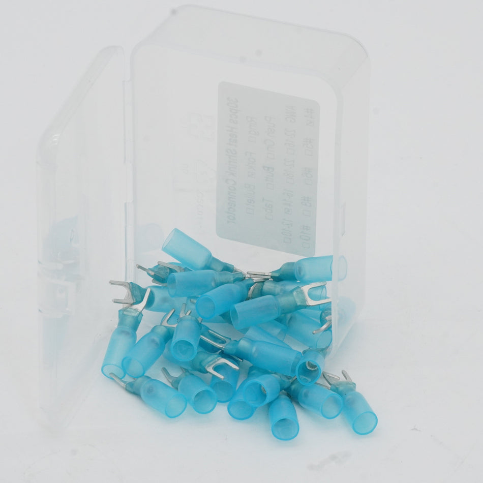 HDPE Heat Shrink Fork Terminal #4 16 14 AWG 30 Pack