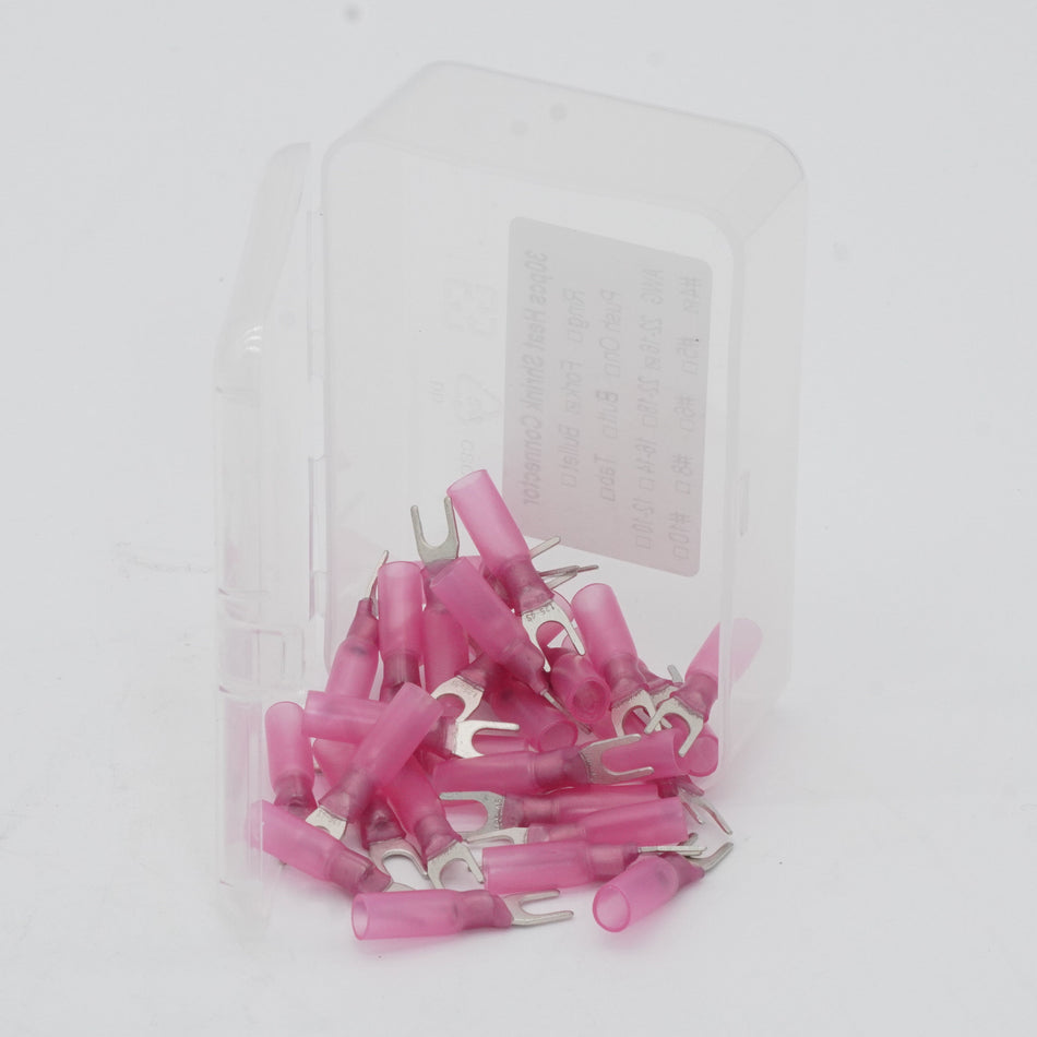 HDPE Heat Shrink Fork Terminal #4 22 16 AWG 30 Pack