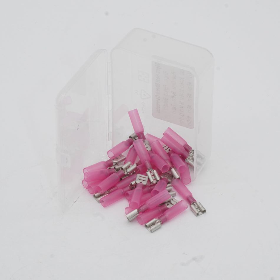 HDPE Heat Shrink 1/4" Push On Terminal 22 18 AWG 30 Pack