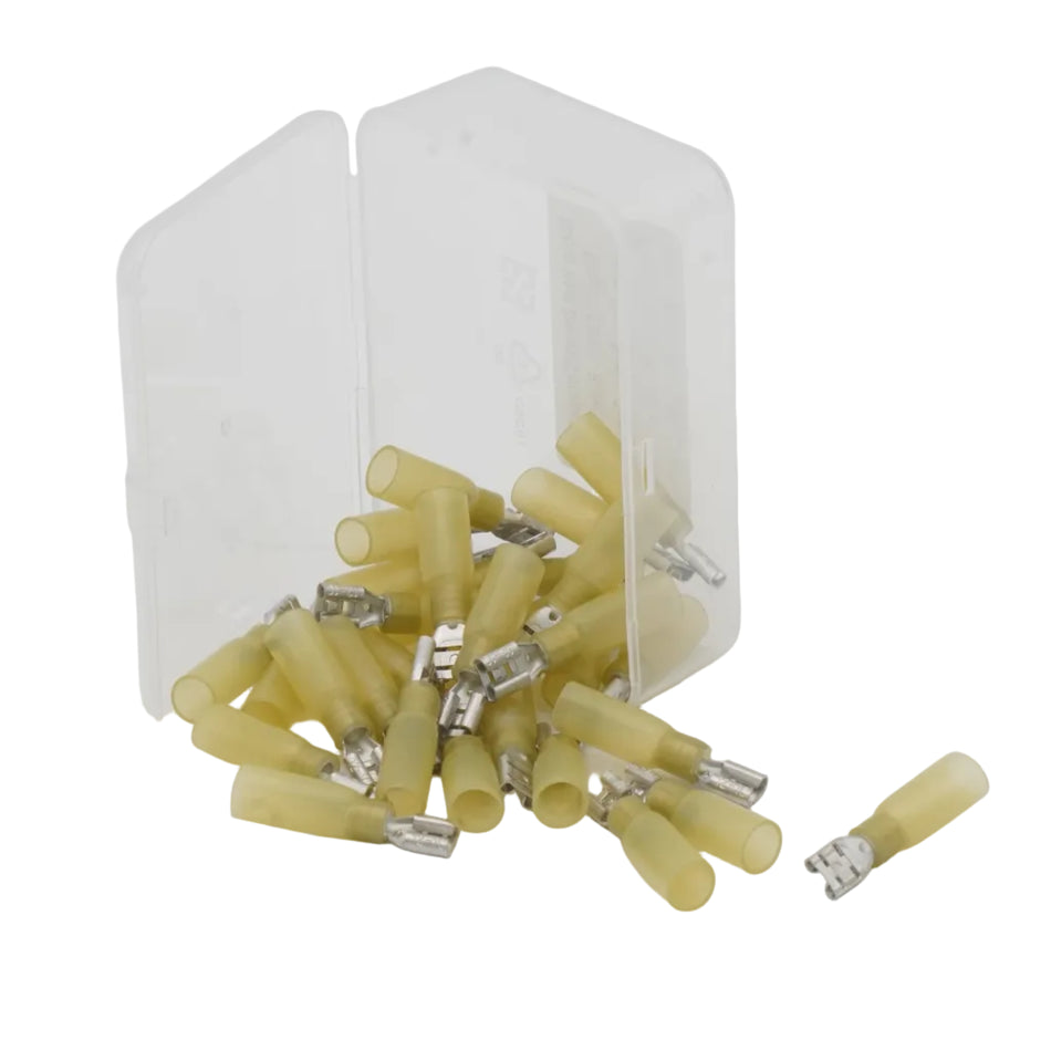 HDPE Heat Shrink 1/4" Push On Terminal 12 10 AWG 30 Pack