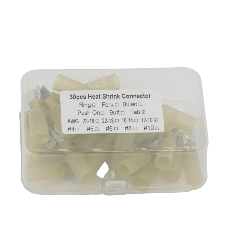 HDPE Heat Shrink Tab Terminal 10 12 AWG 30 Pack